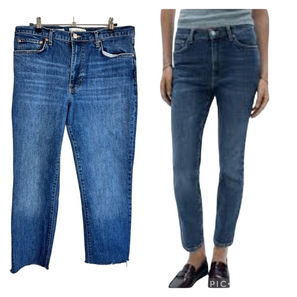Mango Claudia slim-fit cropped jeans Size 10 Frayed Hems - Picture 1 of 16